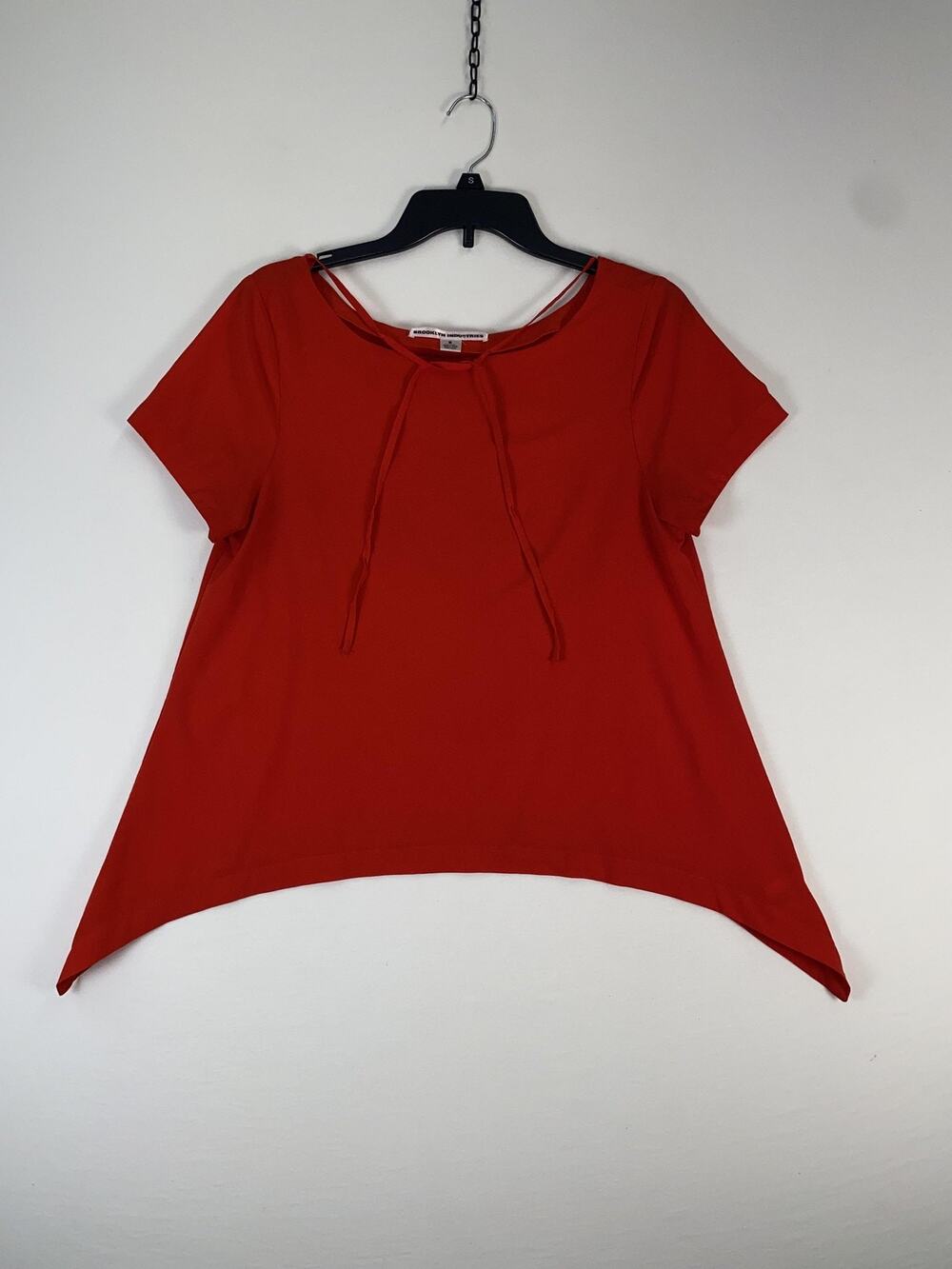 Brooklyn Industries Blouse Womens Medium Red Scoop Neck Short Sleeve Tunic Top